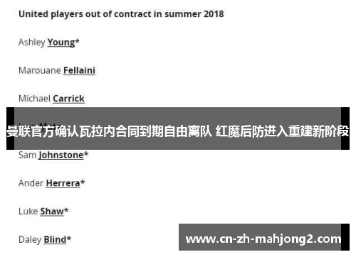 曼联官方确认瓦拉内合同到期自由离队 红魔后防进入重建新阶段